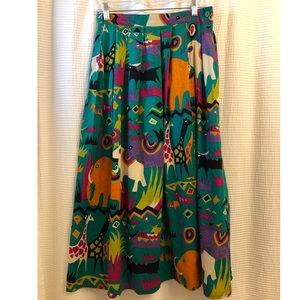 Vintage Batya Skirt- Vibrant Safari Print Skirt